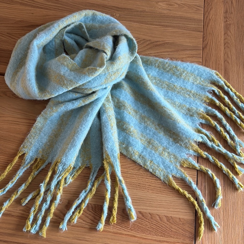 Anthropologie light blue & gold scarf
